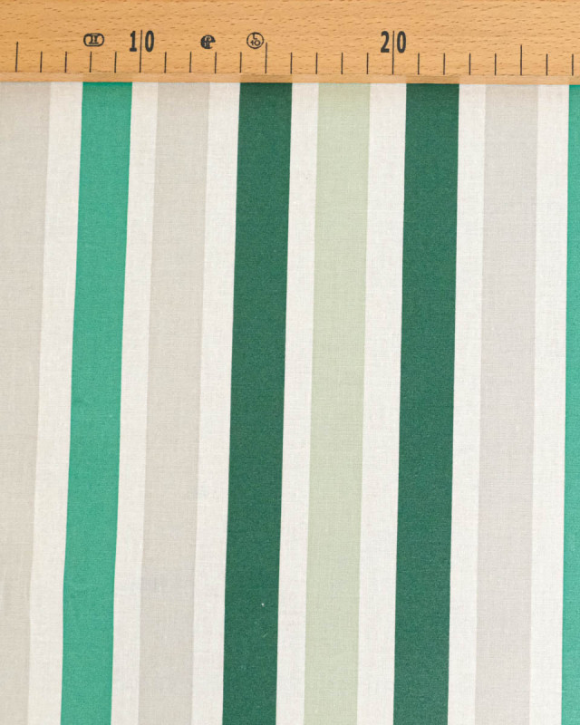 Toile Enduite à Rayures Vert - Mercerine
