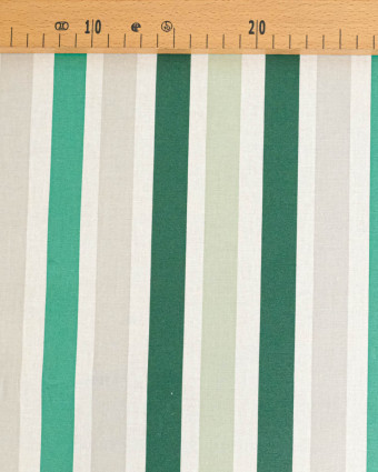 Toile Enduite à Rayures Vert - Mercerine