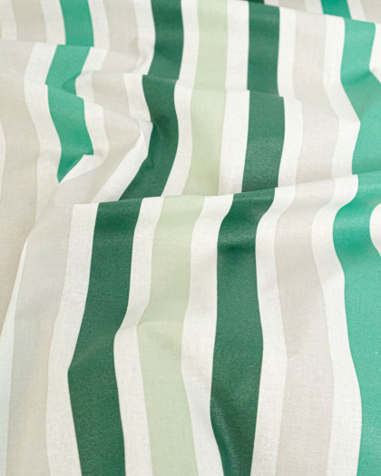 Toile Enduite à Rayures Vert - Mercerine