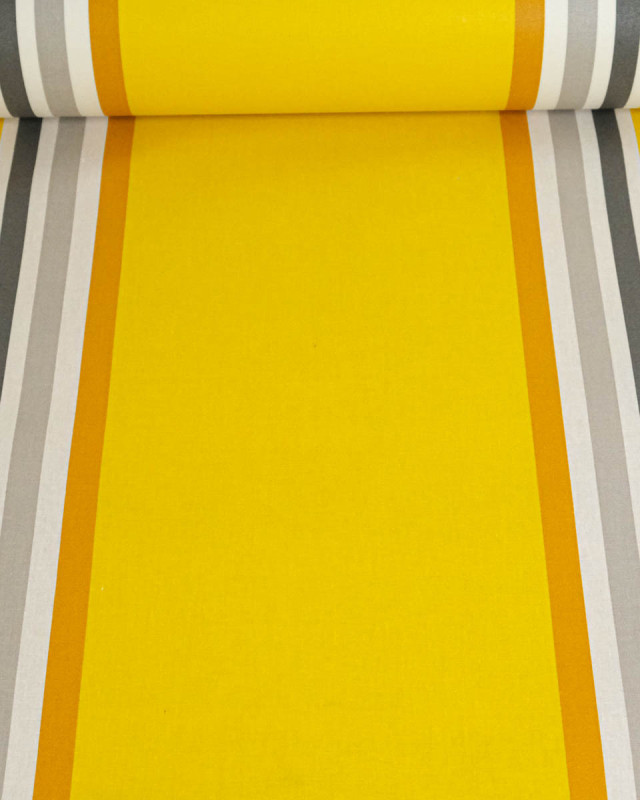 Toile Enduite à Rayures Jaune - Mercerine
