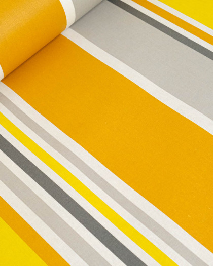 Toile Enduite à Rayures Jaune - Mercerine