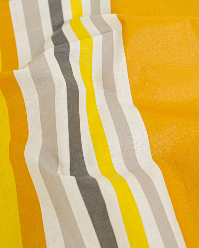 Toile Enduite à Rayures Jaune - Mercerine
