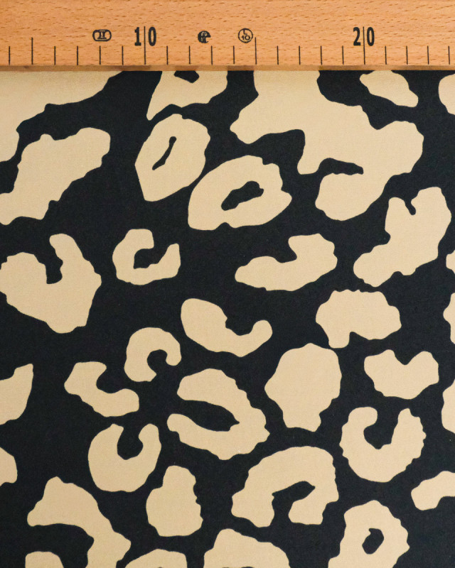 Toile Canvas Léopard Fond Noir Camel - Mercerine