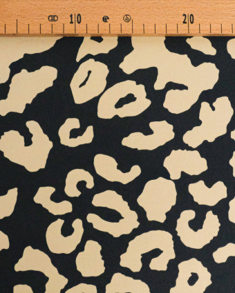 Toile Canvas Léopard Fond Noir Camel - Mercerine