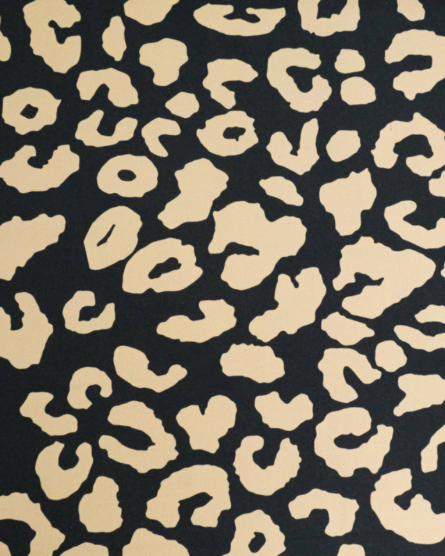 Toile Canvas Léopard Fond Noir Camel - Mercerine