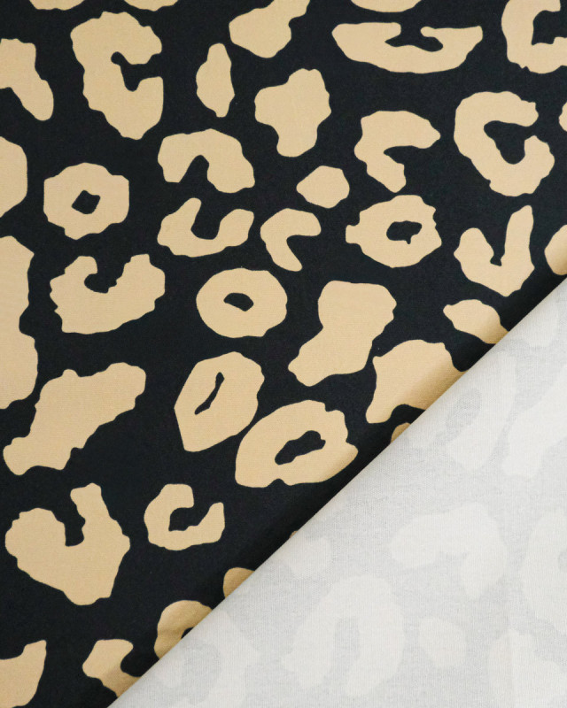 Toile Canvas Léopard Fond Noir Camel - Mercerine