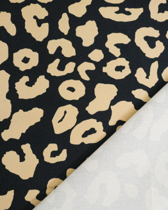 Toile Canvas Léopard Fond Noir Camel - Mercerine