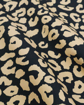 Toile Canvas Léopard Fond Noir Camel - Maison Klem