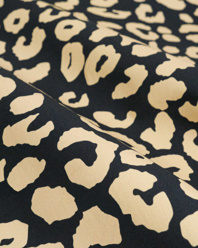Toile Canvas Léopard Fond Noir Camel - Mercerine