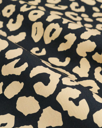 Toile Canvas Léopard Fond Noir Camel - Mercerine