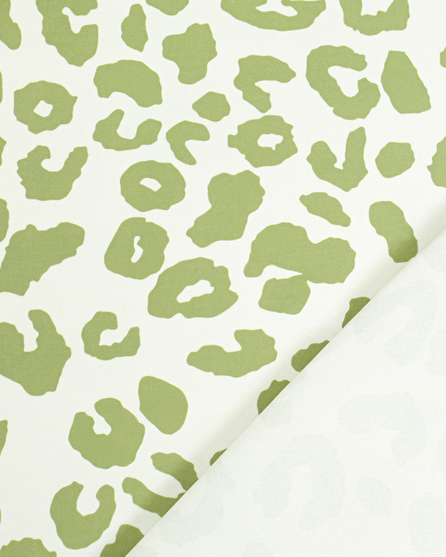 Toile Canvas Léopard Blanc Kaki - Mercerine