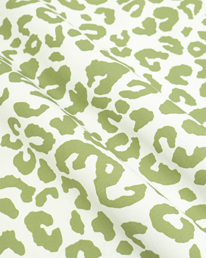 Toile Canvas Léopard Blanc Kaki - Mercerine