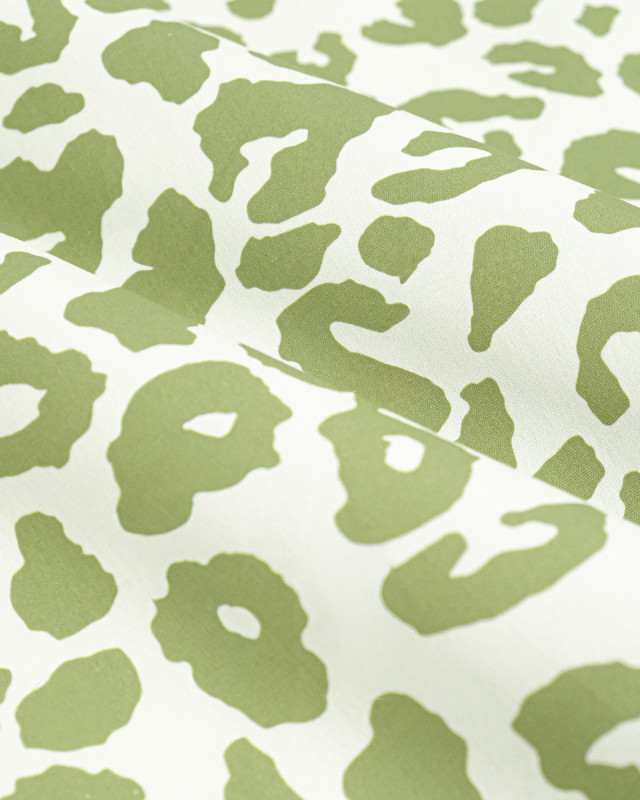 Toile Canvas Léopard Blanc Kaki - Mercerine