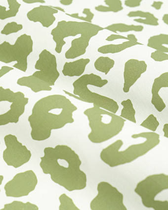 Toile Canvas Léopard Blanc Kaki - Mercerine