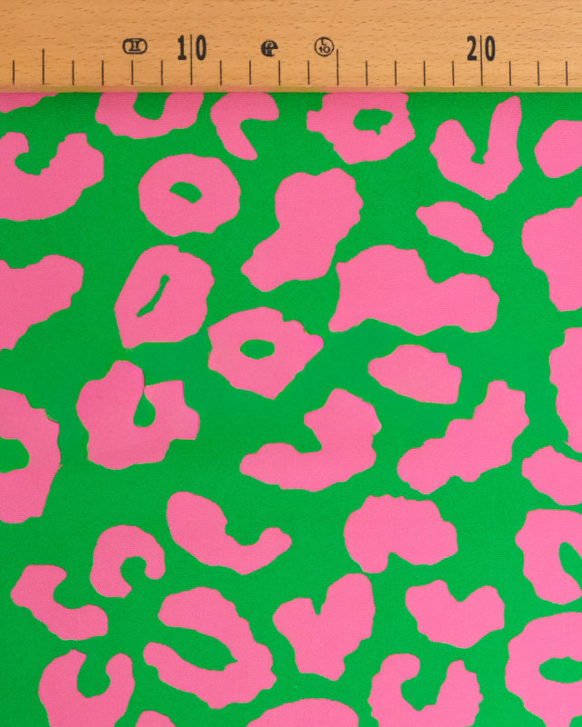 Toile Canvas Léopard Rose Vert Vif - Mercerine