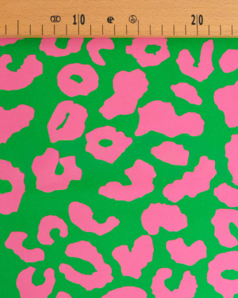 Toile Canvas Léopard Rose Vert Vif - Mercerine