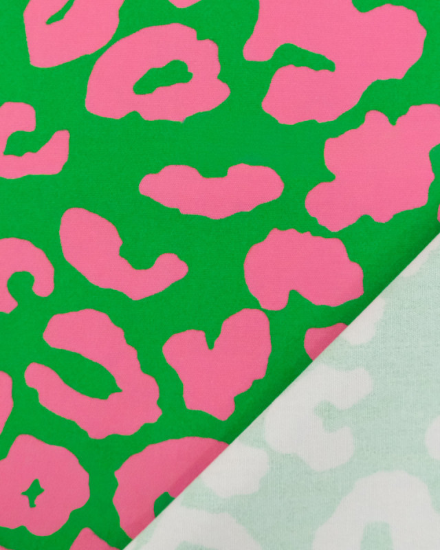 Toile Canvas Léopard Rose Vert Vif - Mercerine