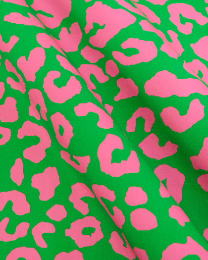 Toile Canvas Léopard Rose Vert Vif - Mercerine