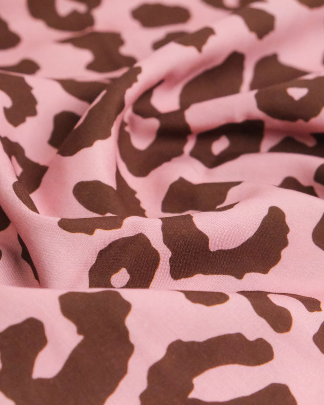 Popeline de Viscose Imprimée Savane Rose Cacao - Mercerine