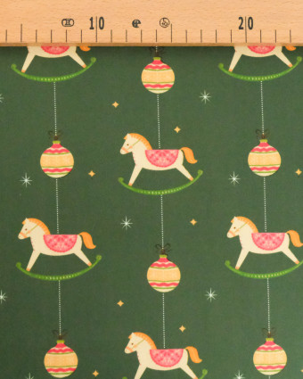 Popeline Imprimé Cheval Traditionnel de Noël - Mercerine
