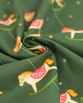 Popeline Imprimé Cheval Traditionnel de Noël - Mercerine