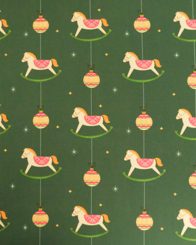 Popeline Imprimé Cheval Traditionnel de Noël - Mercerine