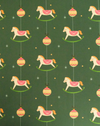 Popeline Imprimé Cheval Traditionnel de Noël - Mercerine