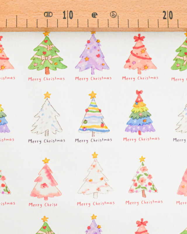 Popeline Imprimé Sapin de Noël Multicolore - Mercerine