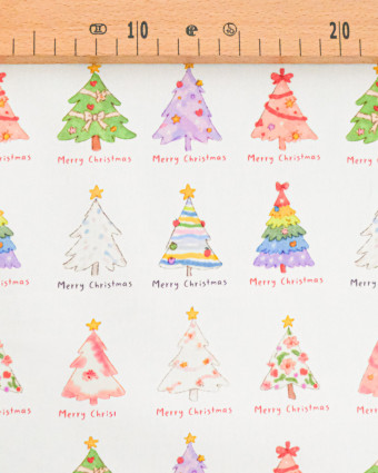 Popeline Imprimé Sapin de Noël Multicolore - Mercerine