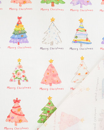 Popeline Imprimé Sapin de Noël Multicolore - Mercerine