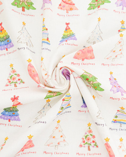 Popeline Imprimé Sapin de Noël Multicolore - Mercerine