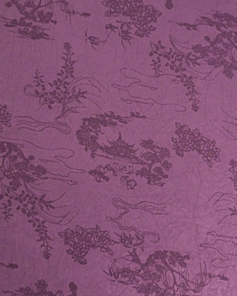 Tissu Jacquard Effet Soie Esprit Asiatique Prune - Mercerine