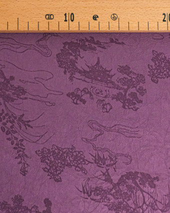 Tissu Jacquard Effet Soie Esprit Asiatique Prune - Mercerine