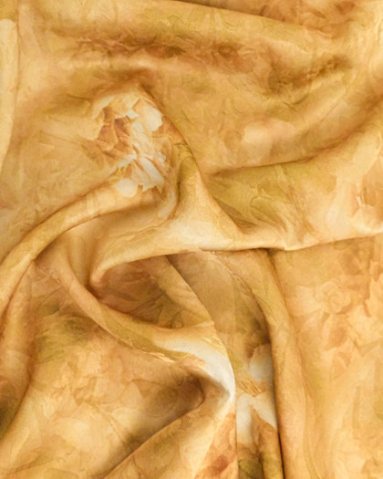 Tissu Jacquard Effet Soie Romantique Ocre - Mercerine