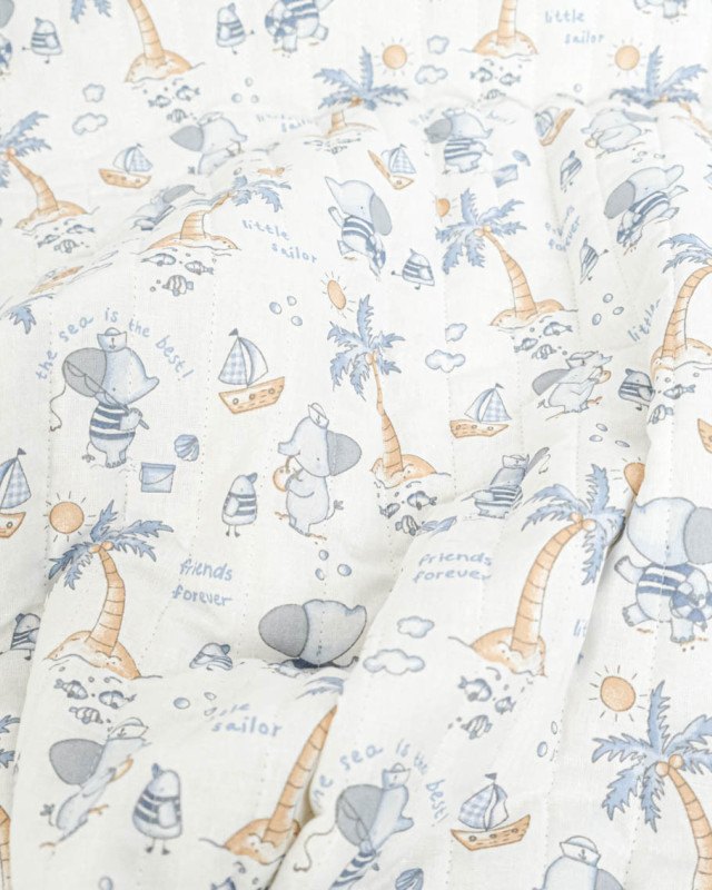 Tissu Matelassé Stephan Bleu - Mercerine