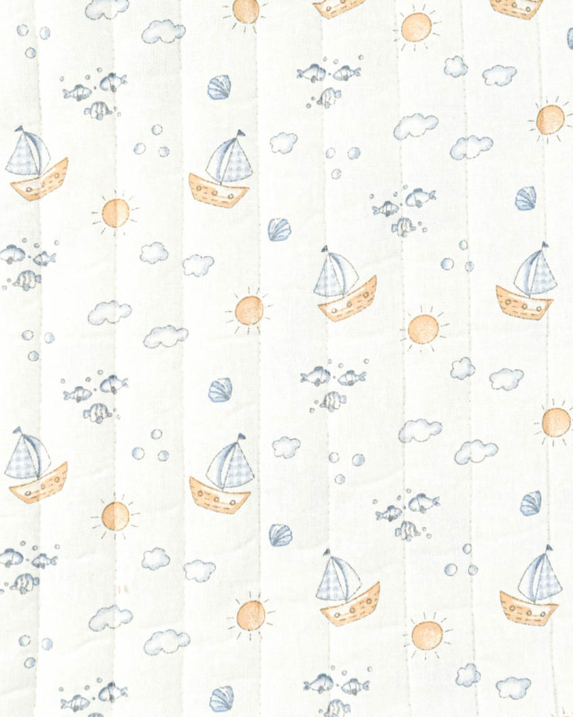 Tissu Matelassé Stephan Bleu - Mercerine