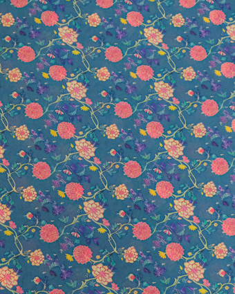 Voile de Coton Imprimé Sonia Fond Bleu