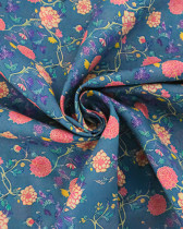 Voile de Coton Imprimé Sonia Fond Bleu
