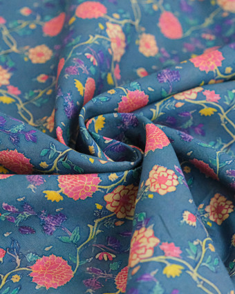 Voile de Coton Imprimé Sonia Fond Bleu