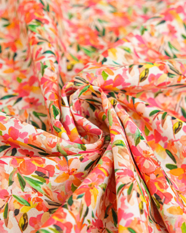 Voile de Coton Imprimé Flower Pop