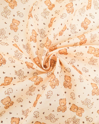 Popeline de Coton Imprimé Cosy Bear - Mercerine