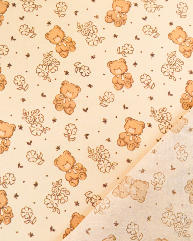 Voile de Coton Imprimé Cosy Bear