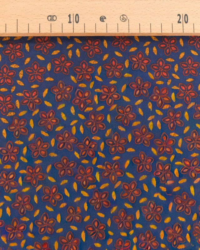 Voile de Coton Imprimé Indian Vibes Bleu Safran