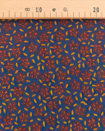 Voile de Coton Imprimé Indian Vibes Bleu Safran