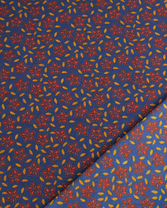 Voile de Coton Imprimé Indian Vibes Bleu Safran
