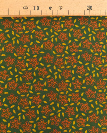 Voile de Coton Imprimé Indian Vibes Vert Ocre