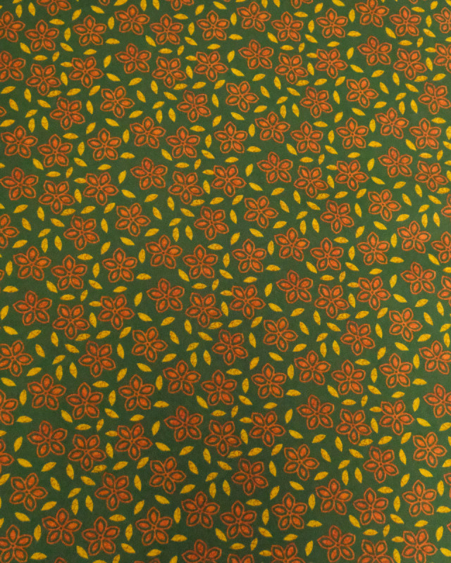 Voile de Coton Imprimé Indian Vibes Vert Ocre