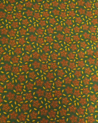 Voile de Coton Imprimé Indian Vibes Vert Ocre