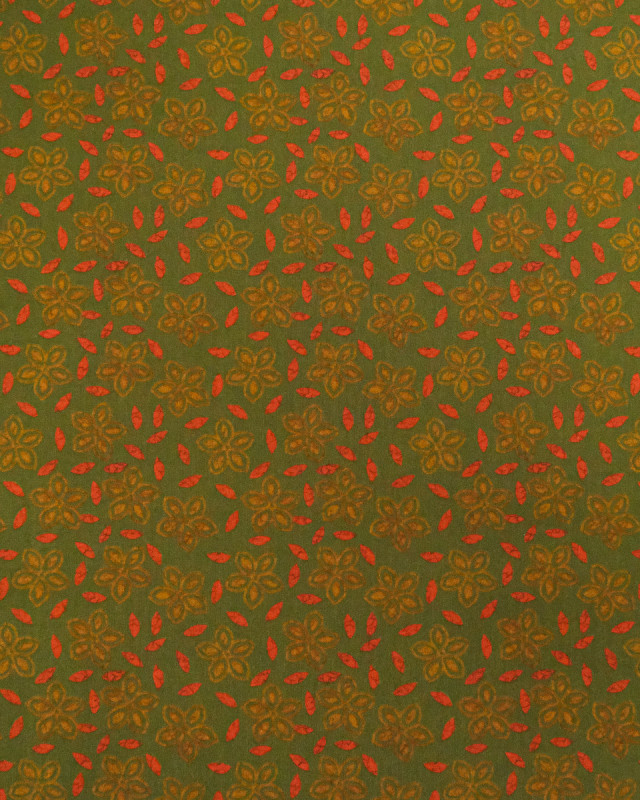 Voile de Coton Imprimé Indian Vibes Vert Orange