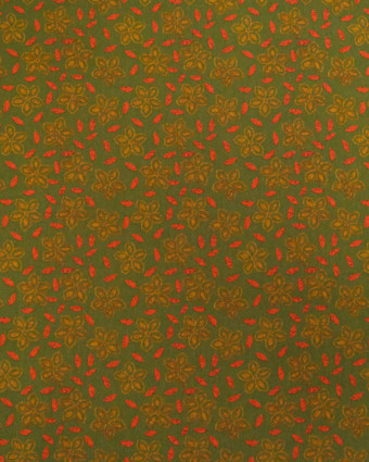 Voile de Coton Imprimé Indian Vibes Vert Orange